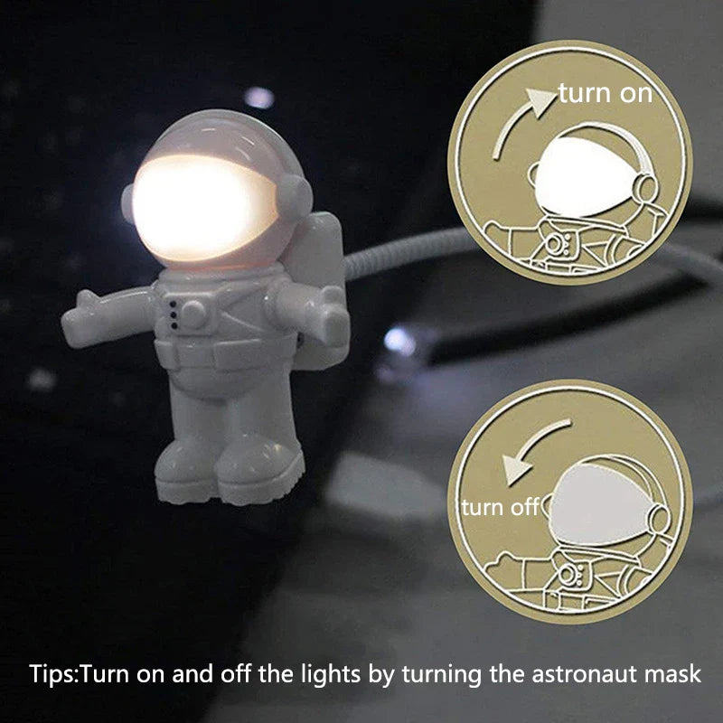 Przenośna lampka LED USB, astronauta, do czytania i biurka